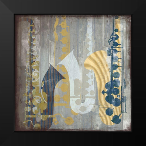 Sax Black Modern Wood Framed Art Print by Fischer, David