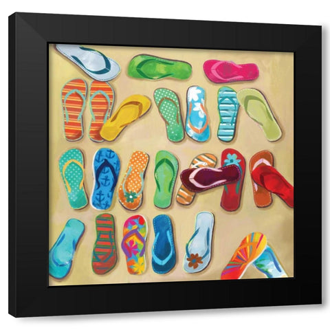 Flip Flops I Black Modern Wood Framed Art Print with Double Matting by Fontaine, Drako