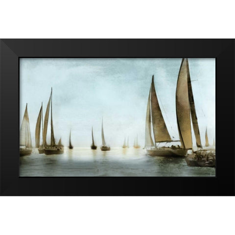 Golden Sails Black Modern Wood Framed Art Print by Fontaine, Drako