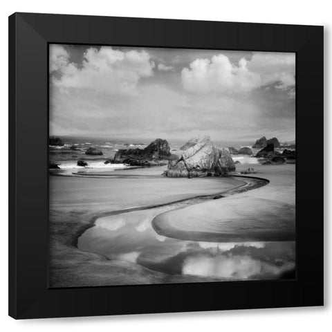 Beach Path Black Modern Wood Framed Art Print with Double Matting by Frates, Dennis