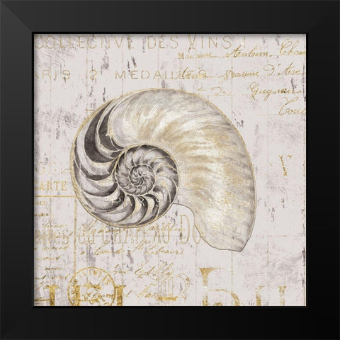 Golden Vintage Shell I Black Modern Wood Framed Art Print by Zaman, Farida