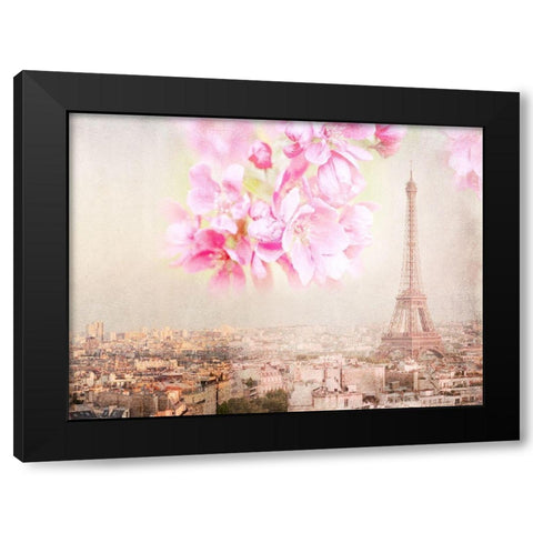 Tour Eiffel Rose Black Modern Wood Framed Art Print by Lane, Georgianna