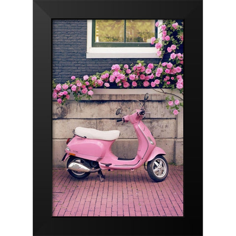Vespa Black Modern Wood Framed Art Print by Lane, Georgianna
