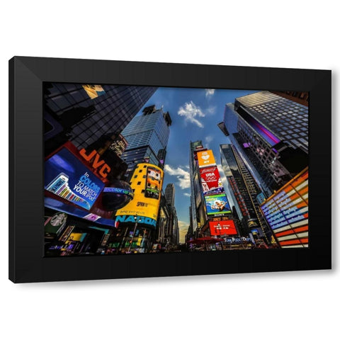 Times Square Towers Black Modern Wood Framed Art Print with Double Matting by Gaudet, Guilliame