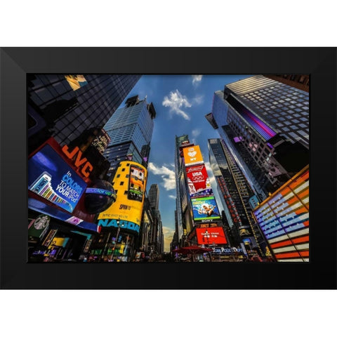 Times Square Towers Black Modern Wood Framed Art Print by Gaudet, Guilliame