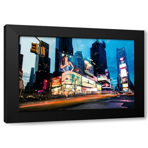 Times Square Rays of Light II Black Modern Wood Framed Art Print with Double Matting by Gaudet, Guilliame