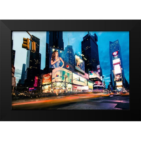 Times Square Rays of Light II Black Modern Wood Framed Art Print by Gaudet, Guilliame