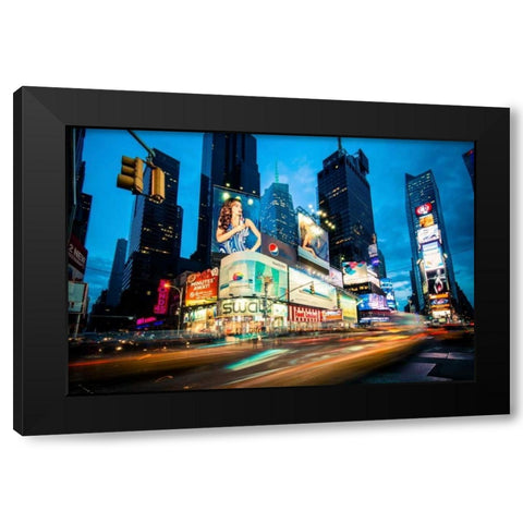 Times Square Rays of Light III Black Modern Wood Framed Art Print with Double Matting by Gaudet, Guilliame
