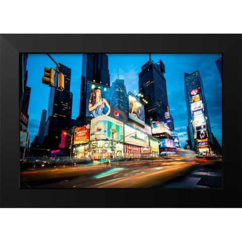 Times Square Rays of Light III Black Modern Wood Framed Art Print by Gaudet, Guilliame