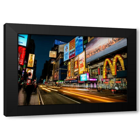 Times Square Rays of Light IV Black Modern Wood Framed Art Print with Double Matting by Gaudet, Guilliame