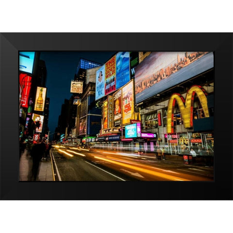Times Square Rays of Light IV Black Modern Wood Framed Art Print by Gaudet, Guilliame