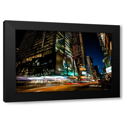 Times Square Rays of Light V Black Modern Wood Framed Art Print by Gaudet, Guilliame