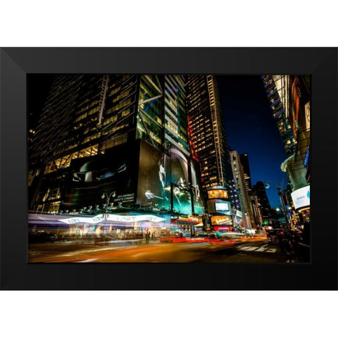 Times Square Rays of Light V Black Modern Wood Framed Art Print by Gaudet, Guilliame