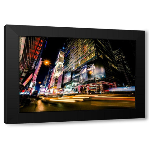 Times Square Rays of Light VI Black Modern Wood Framed Art Print by Gaudet, Guilliame
