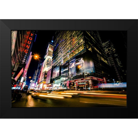 Times Square Rays of Light VI Black Modern Wood Framed Art Print by Gaudet, Guilliame