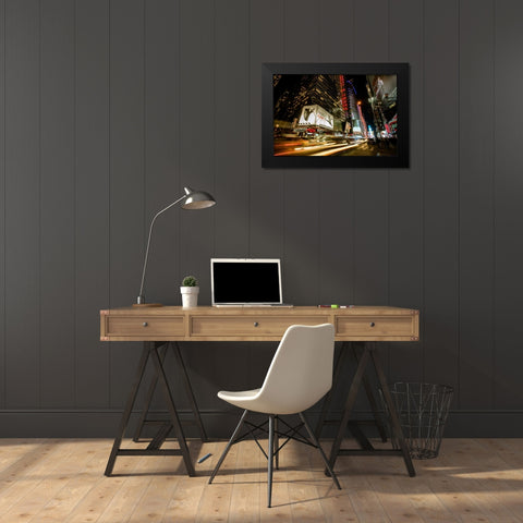 Times Square Rays of Light VII Black Modern Wood Framed Art Print by Gaudet, Guilliame