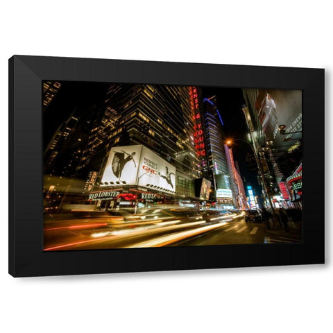 Times Square Rays of Light VII Black Modern Wood Framed Art Print with Double Matting by Gaudet, Guilliame