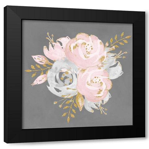 Floral Bouquet On Gray Black Modern Wood Framed Art Print with Double Matting by Nature Magick