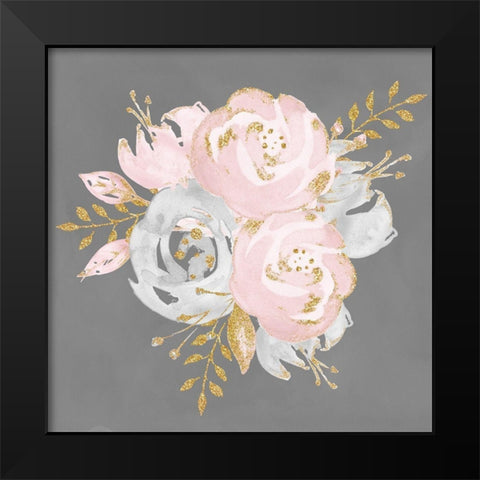 Floral Bouquet On Gray Black Modern Wood Framed Art Print by Nature Magick