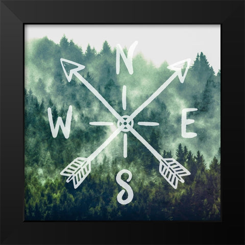Compass Adventure Vintage Woods Black Modern Wood Framed Art Print by Nature Magick