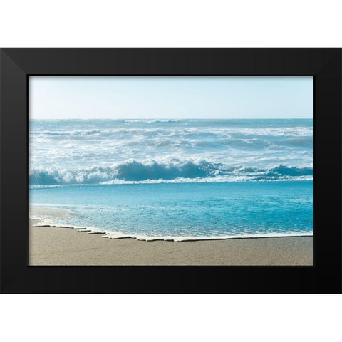 Turquoise Sea Water Beach Landscape Black Modern Wood Framed Art Print by Nature Magick
