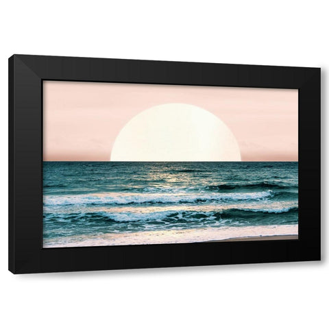 Summer Ocean Sunset Black Modern Wood Framed Art Print by Nature Magick