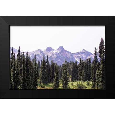 Alpine Forest Mountain Adventure Black Modern Wood Framed Art Print by Nature Magick