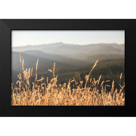 Mountain and Fall Fields Black Modern Wood Framed Art Print by Nature Magick