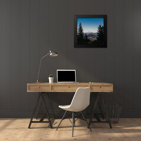 Mountain Through the Forest Black Modern Wood Framed Art Print by Nature Magick