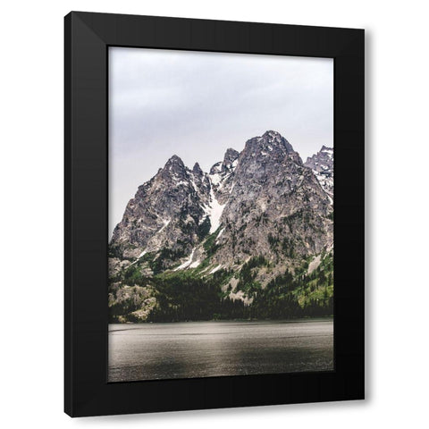 Mountain Lake and Forest Black Modern Wood Framed Art Print by Nature Magick