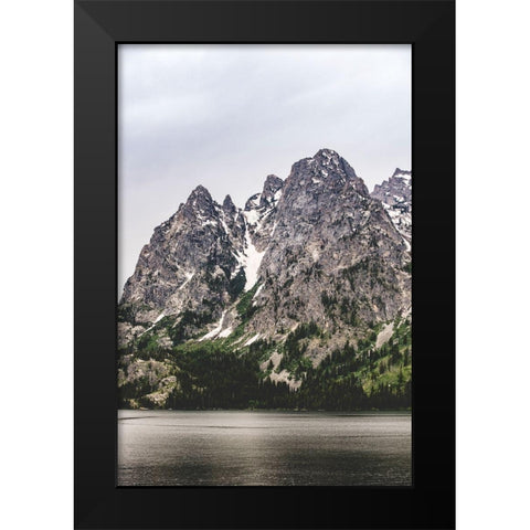 Mountain Lake and Forest Black Modern Wood Framed Art Print by Nature Magick