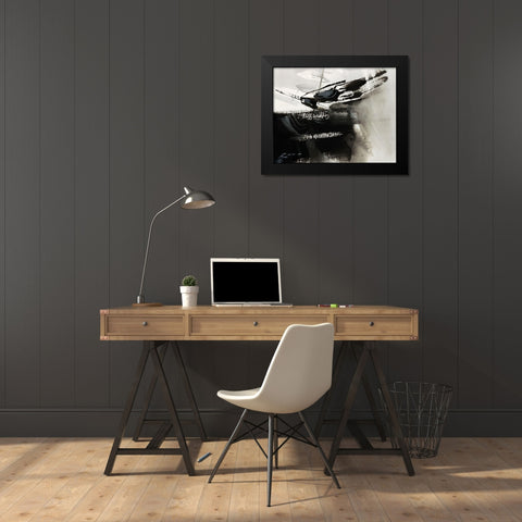 Midnight Abstract IV Black Modern Wood Framed Art Print by Guna Bianka