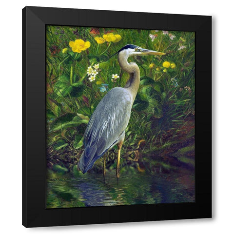 Bluish Brooding Black Modern Wood Framed Art Print by Hunziker, Steve