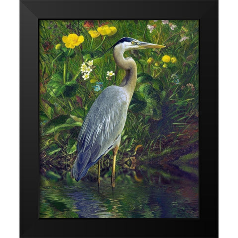 Bluish Brooding Black Modern Wood Framed Art Print by Hunziker, Steve