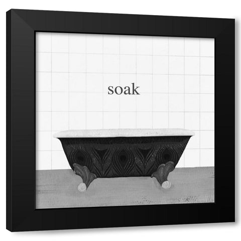 Peacock Bath I Black Modern Wood Framed Art Print by Hopfensperger