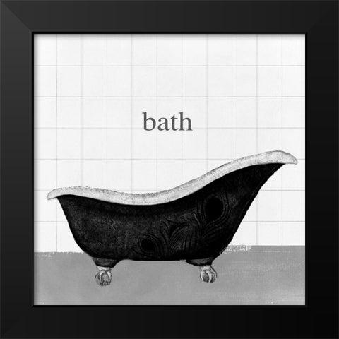 Peacock Bath II Black Modern Wood Framed Art Print by Hopfensperger
