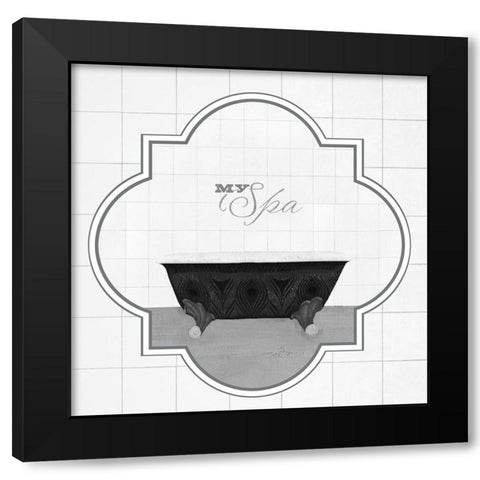 Peacock Bath III Black Modern Wood Framed Art Print with Double Matting by Hopfensperger