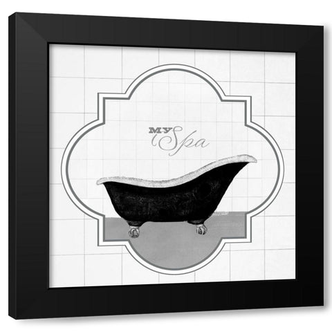 Peacock Bath IV Black Modern Wood Framed Art Print by Hopfensperger