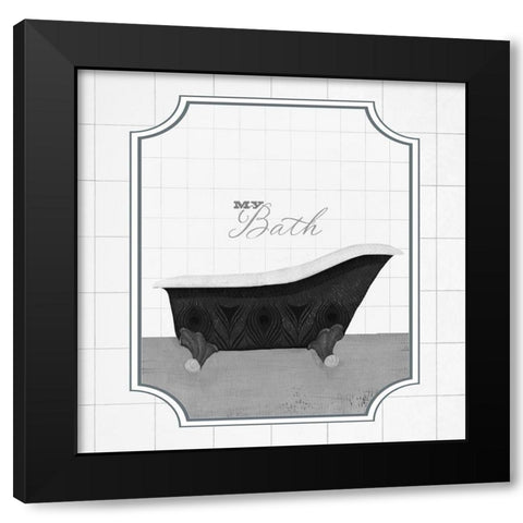 Peacock Bath V Black Modern Wood Framed Art Print by Hopfensperger