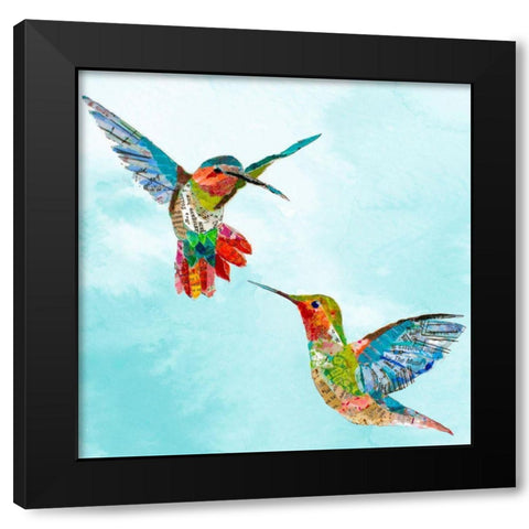 Hummers and Blooms I  Black Modern Wood Framed Art Print with Double Matting by St Hilaire, Elizabeth