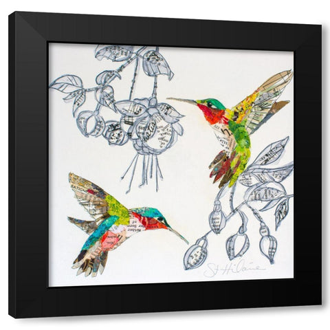 Hummers and BloomsÂ  Black Modern Wood Framed Art Print by St Hilaire, Elizabeth