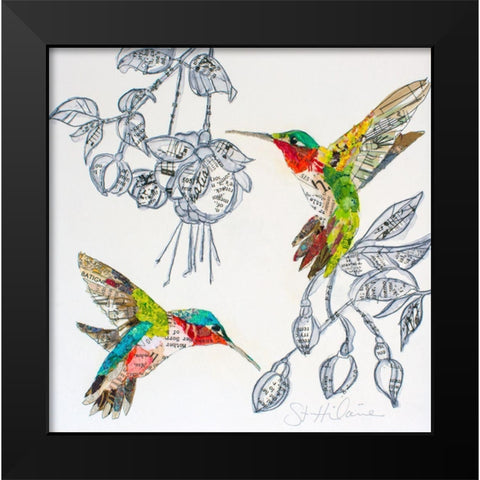 Hummers and BloomsÂ  Black Modern Wood Framed Art Print by St Hilaire, Elizabeth