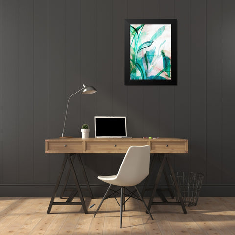 Green Graffiti I Black Modern Wood Framed Art Print by Bainbridge, Hope