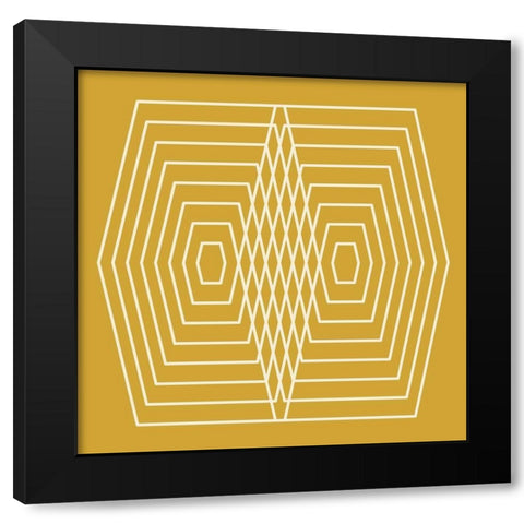 Happy Hexagon  Black Modern Wood Framed Art Print by Hauanio, Sandi