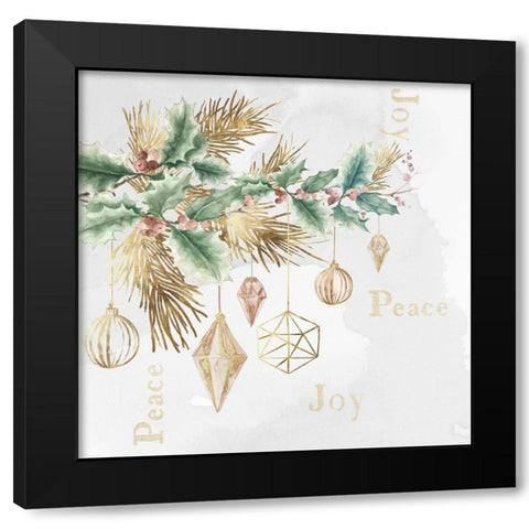 Peace and Joy Branch  Black Modern Wood Framed Art Print with Double Matting by PI Studio