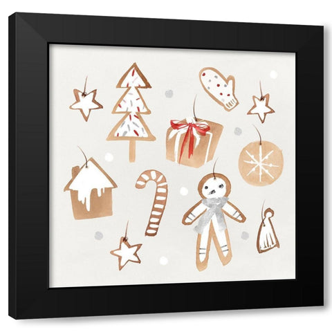 Ginger Bread Cookies I  Black Modern Wood Framed Art Print with Double Matting by PI Studio