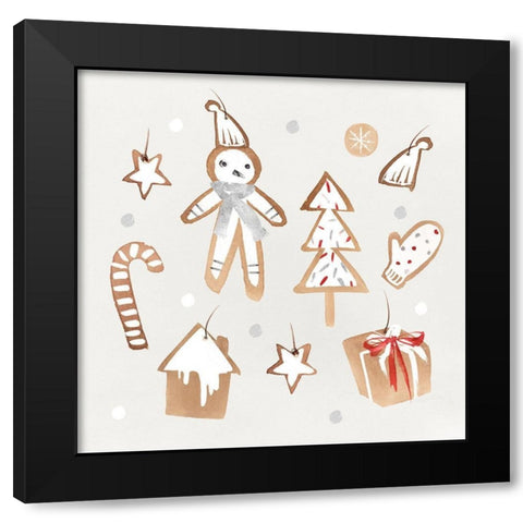 Ginger Bread Cookies II  Black Modern Wood Framed Art Print with Double Matting by PI Studio