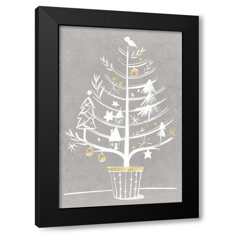 White Ornament Tree I  Black Modern Wood Framed Art Print with Double Matting by PI Studio