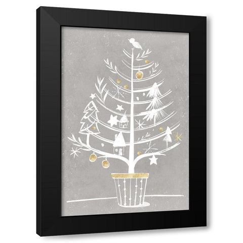 White Ornament Tree I  Black Modern Wood Framed Art Print by PI Studio