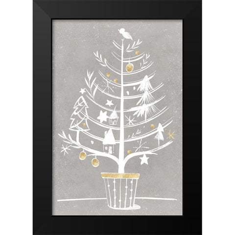 White Ornament Tree I  Black Modern Wood Framed Art Print by PI Studio